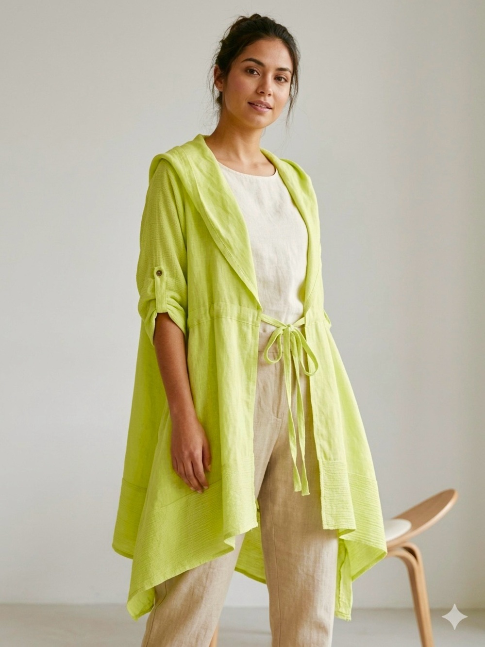 Lightweight Lime Swim Cover-Up with Hood